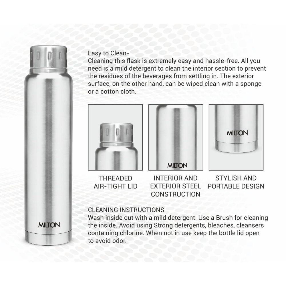 Milton Elfin 750 Thermosteel Hot & Cold Water Bottle, Silver, 750 ml