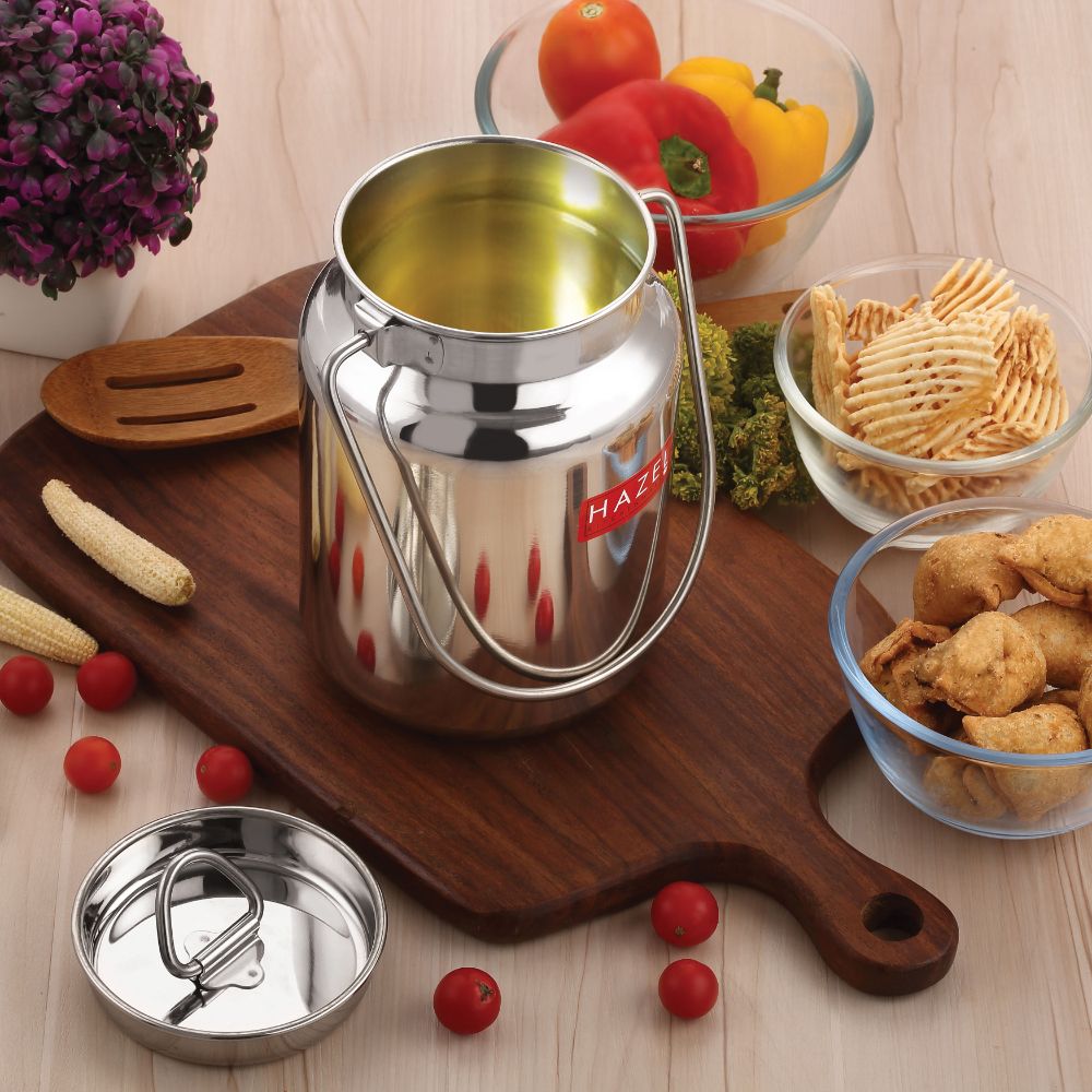 HAZEL Stainless Steel Oil Container for Kitchen | Air Tight Oil Pot Container Storage | Heavy Gauge Oil and Ghee Container | Small Ghee Pot, 250 ML