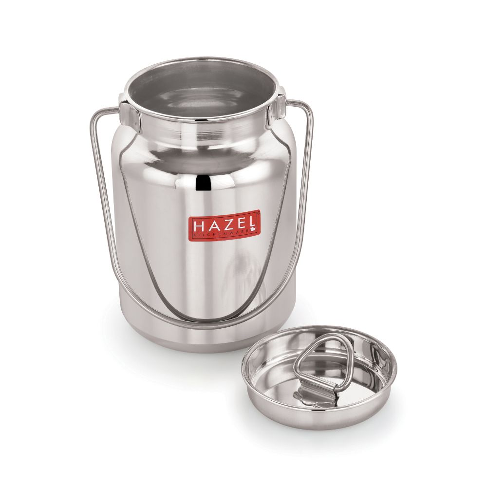 HAZEL Stainless Steel Ghee Pot | Oil and Ghee Air Tight Container | Heavy Gauge Steel Containers for Oil Storage | Steel Ghee Pot, 500 ML