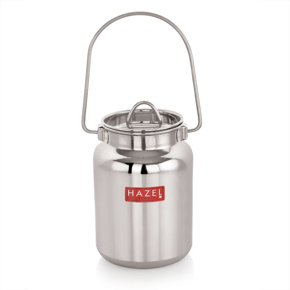 HAZEL Stainless Steel Ghee Pot | Oil and Ghee Air Tight Container | Heavy Gauge Steel Containers for Oil Storage | Steel Ghee Pot, 500 ML