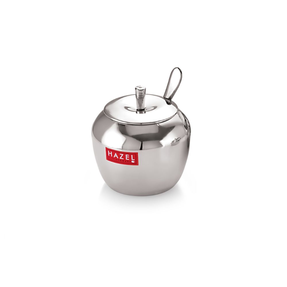 HAZEL Stainless Steel Oil Container with Lid | Oil Ghee Dani with Spoon