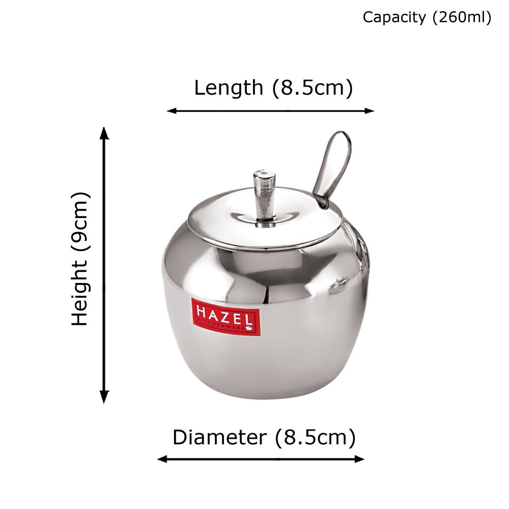 HAZEL Stainless Steel Oil Container with Lid | Oil Ghee Dani with Spoon