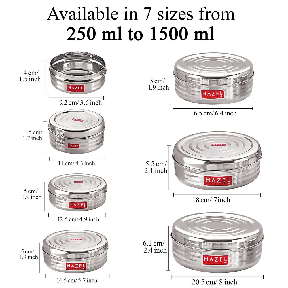 HAZEL Steel Container For Kitchen | Round Stainless Steel Big Container | Steel Storage Containers For Kitchen | Steel Dabba of Capacity 1150 ml