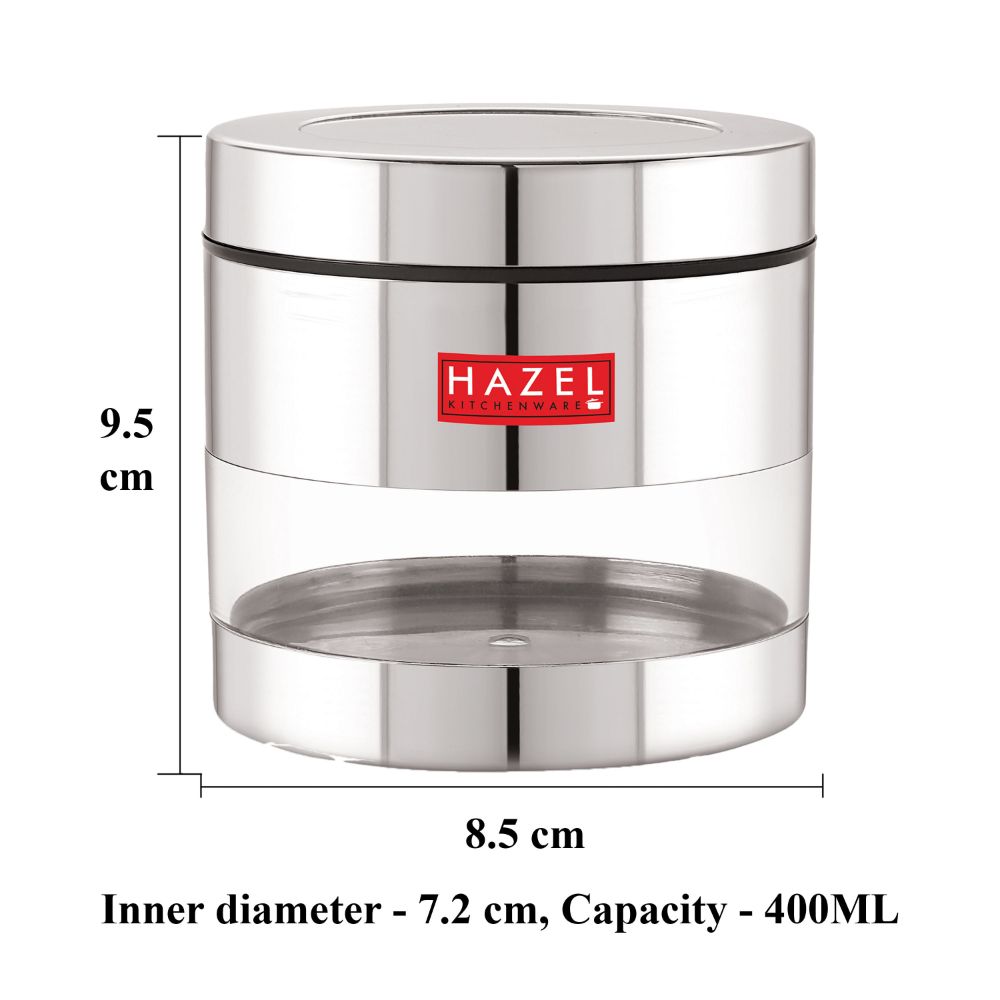 HAZEL Stainless Steel Masala Container | Steel Container For Kitchen Storage Set | Multipurpose Storage Box for Kitchen I, 400 ML