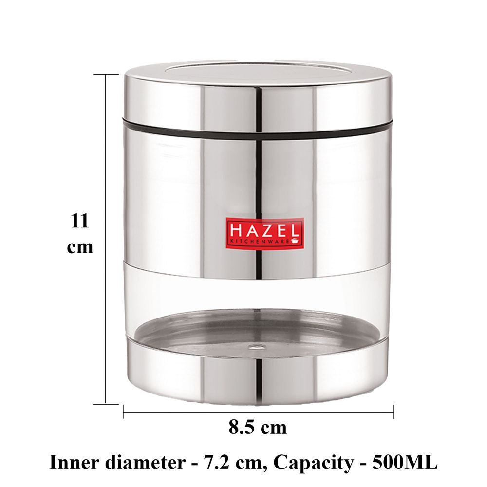 HAZEL Stainless Steel Masala Container | Steel Container For Kitchen Storage Set | Multipurpose Storage Box for Kitchen I, 500 ML