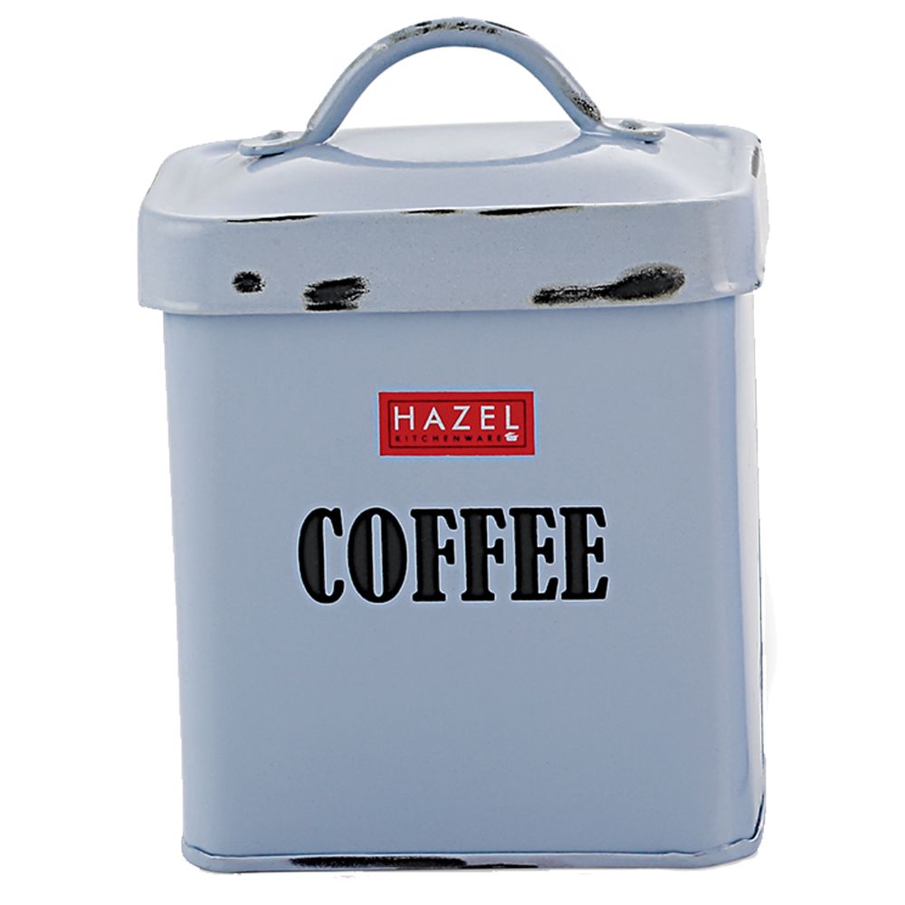 HAZEL Antique Rectangle Coffee Storage Canister Container With Handle, 1150ML, Blue