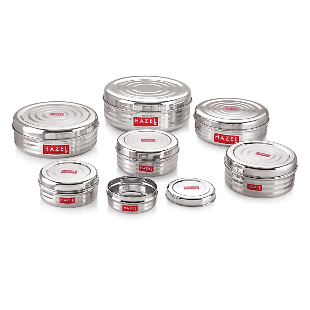 HAZEL Flat Kitchen Storage Steel Container - Set of 7