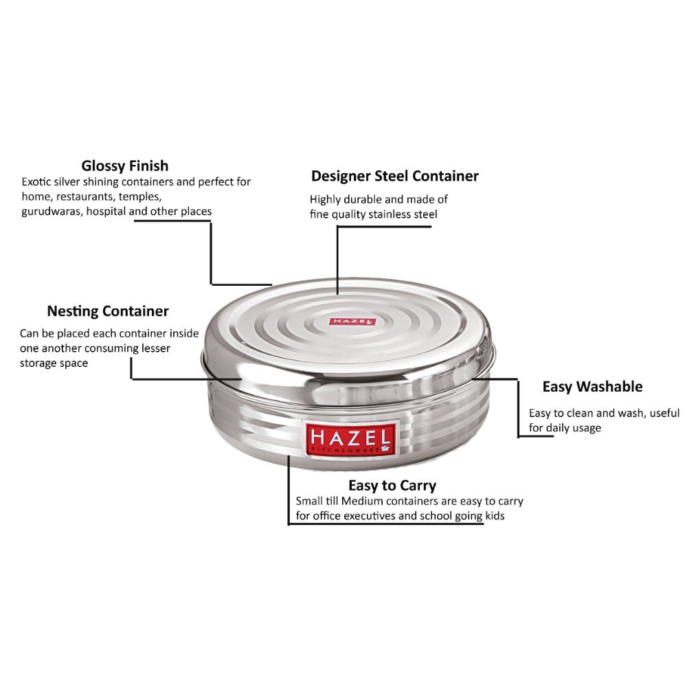 HAZEL Flat Kitchen Storage Steel Container - Set of 7