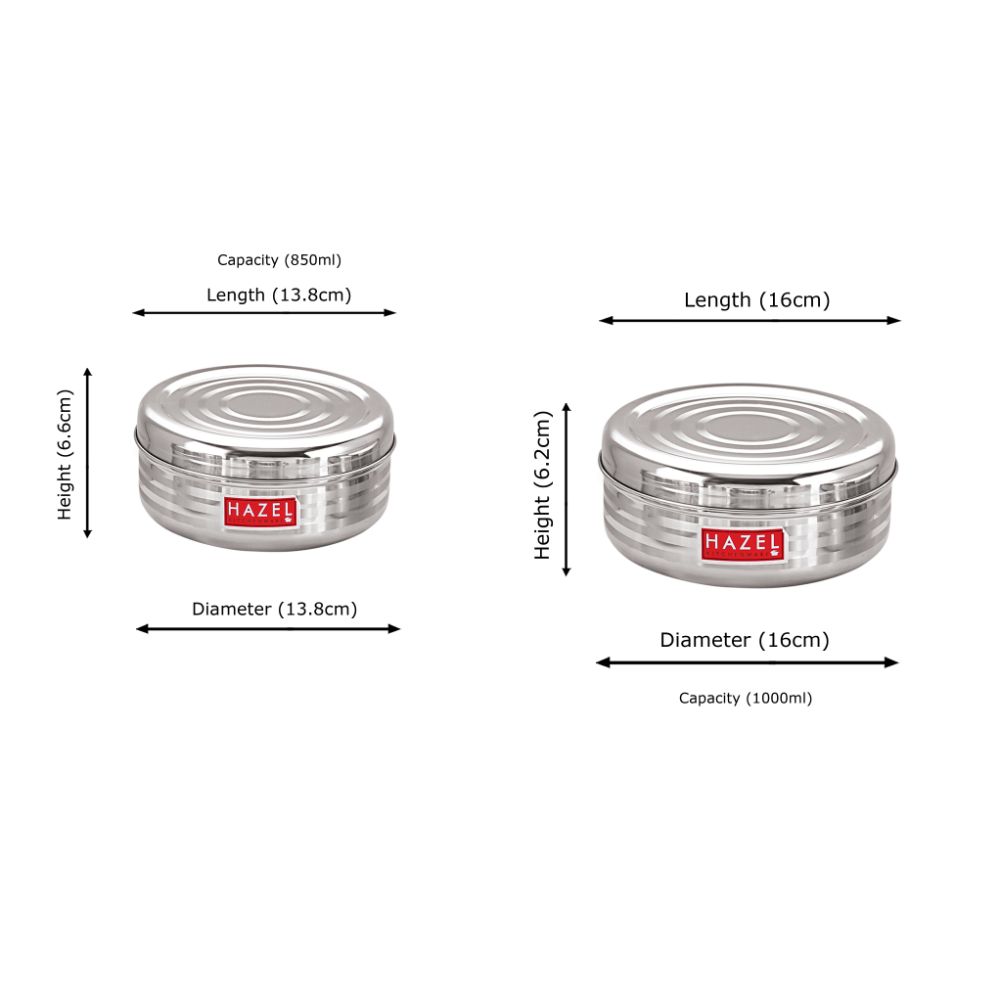 HAZEL Flat Stainless Steel Kitchen Storage Container, Set of 5