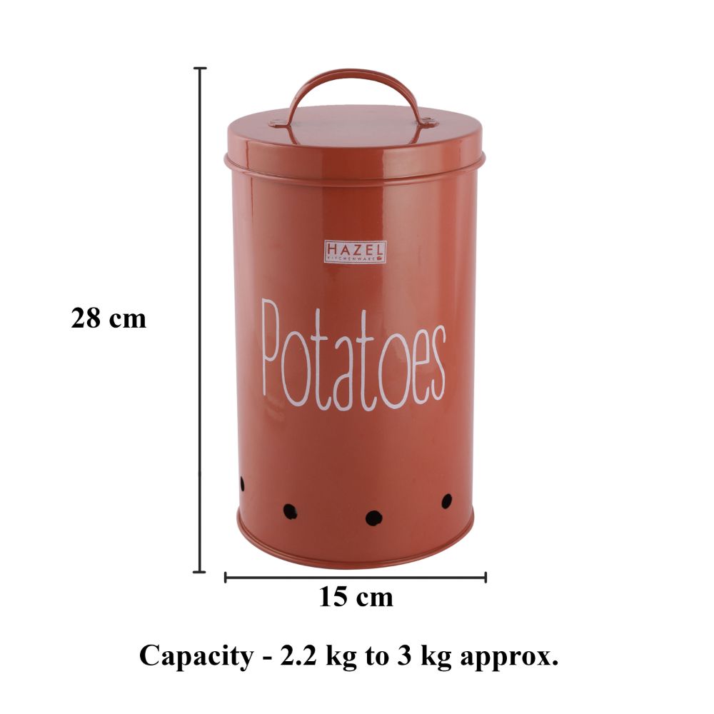 HAZEL Potato Storage Container For Kitchen | Container For Kitchen Storage | Food Grade Storage Container with Lid, 2.2 kg to 3 kg ML, Red