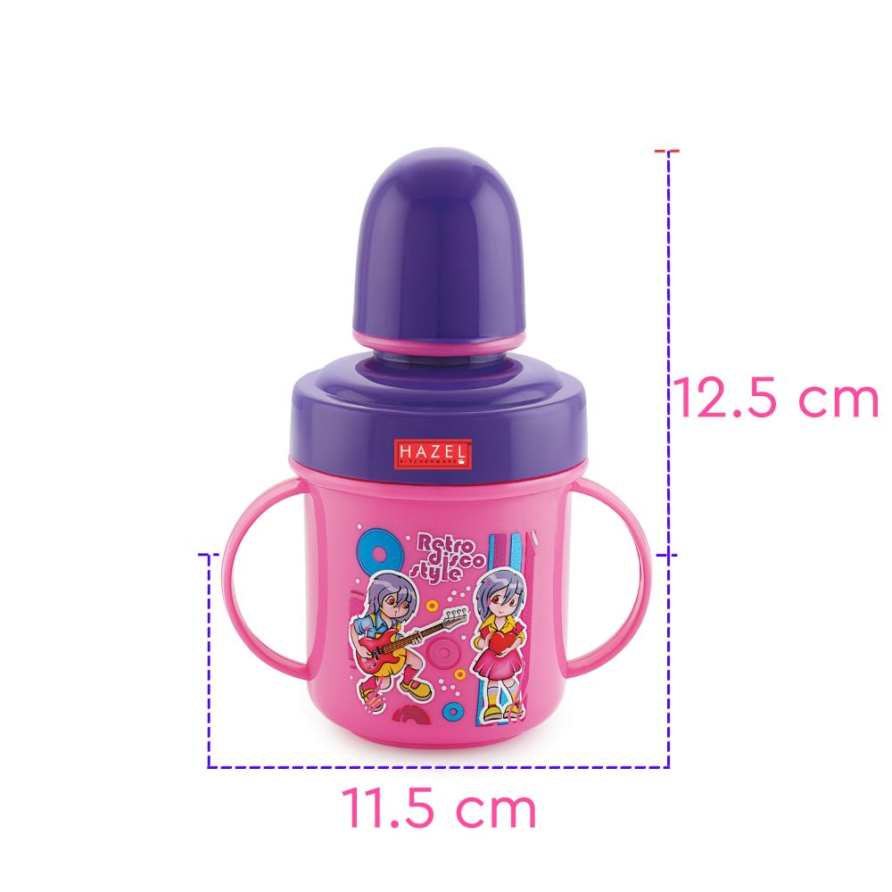 HAZEL Leak Proof Inner Stainless Steel Water Bottle For Kids | Air Tight Bottle For Kids | Small Kids Food Grade Sipper Bottle with Multi Layered Lid, 240 ML, Purple and Pink