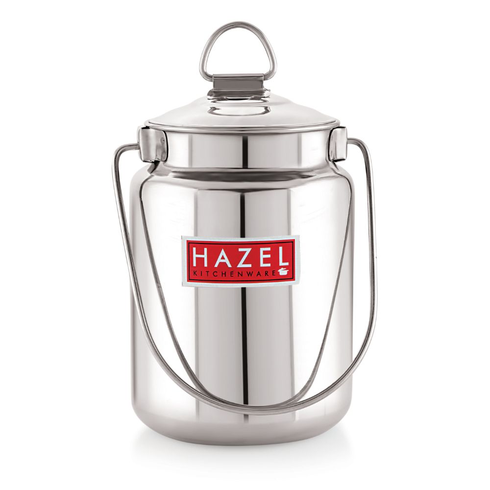 HAZEL Stainless Steel Ghee Oil Milk Container for Kitchen | Multipurpose Oil Container | Capacity of 5000 ml, Silver