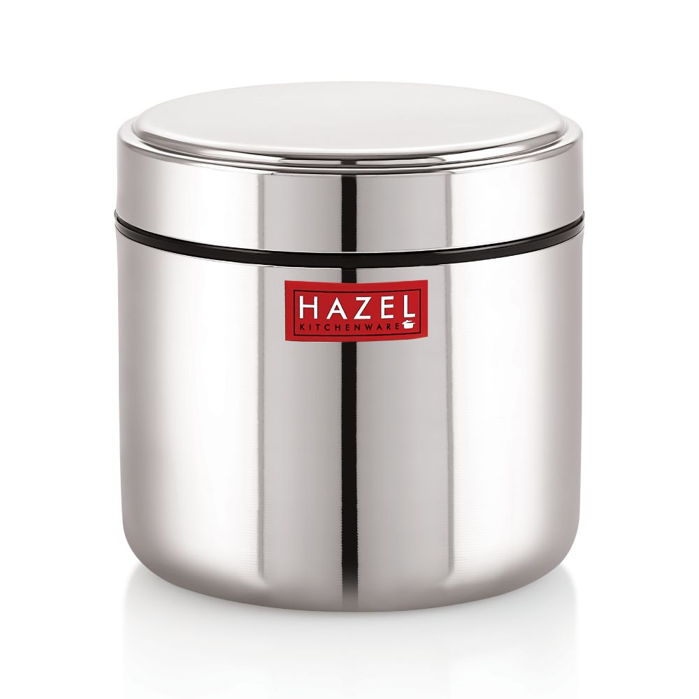 HAZEL Stainless Steel Mini Container Heavy Gauge Premium Airtight Dabbi Dabba Set of 1, 650 ML, Silver