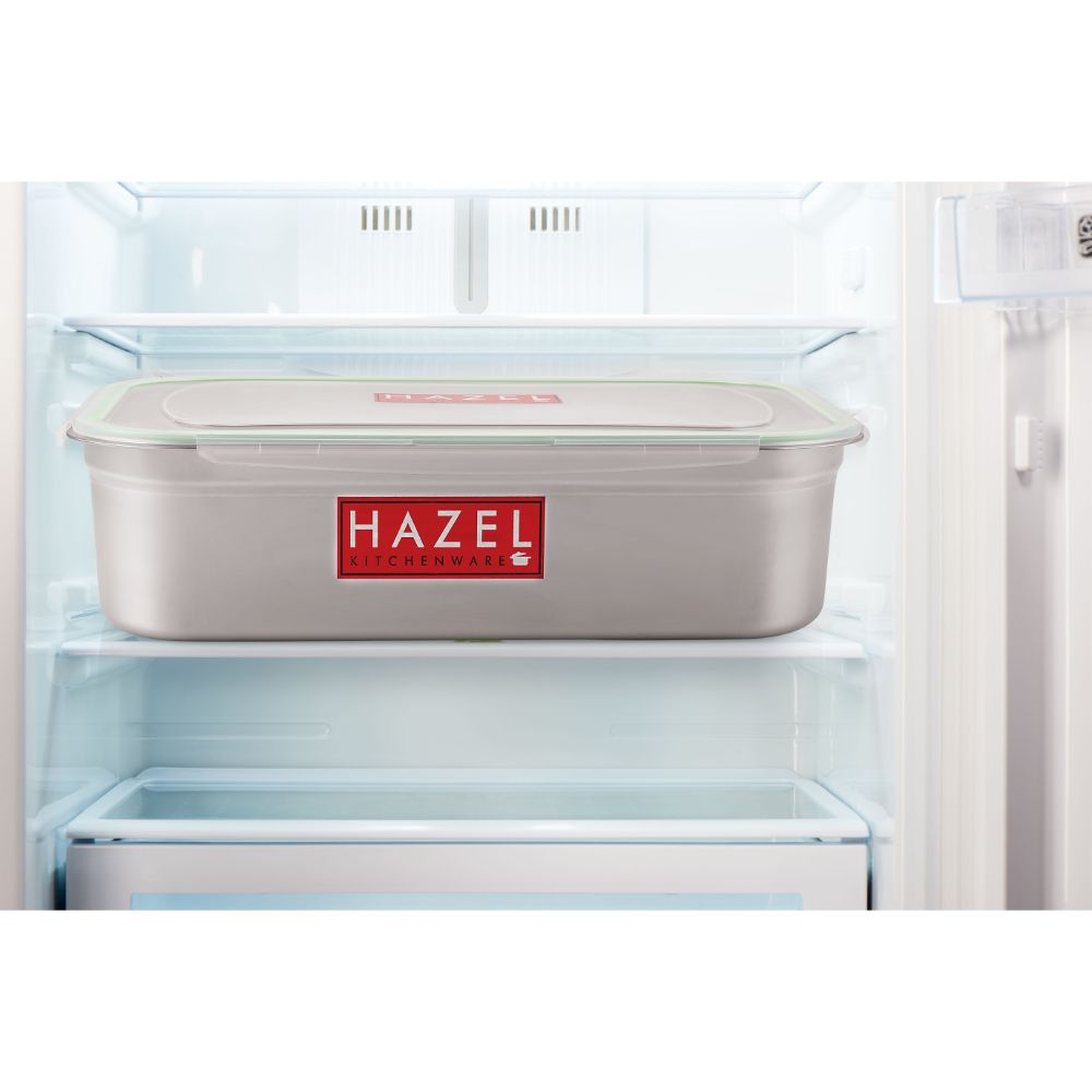HAZEL Stainless Steel Containers for Storage with Transparent Lid | Microwave Safe Containers | Airtight Steel Containers for Kitchen | Leakproof Microwave Containers for Kitchen Storage, 11000 ML