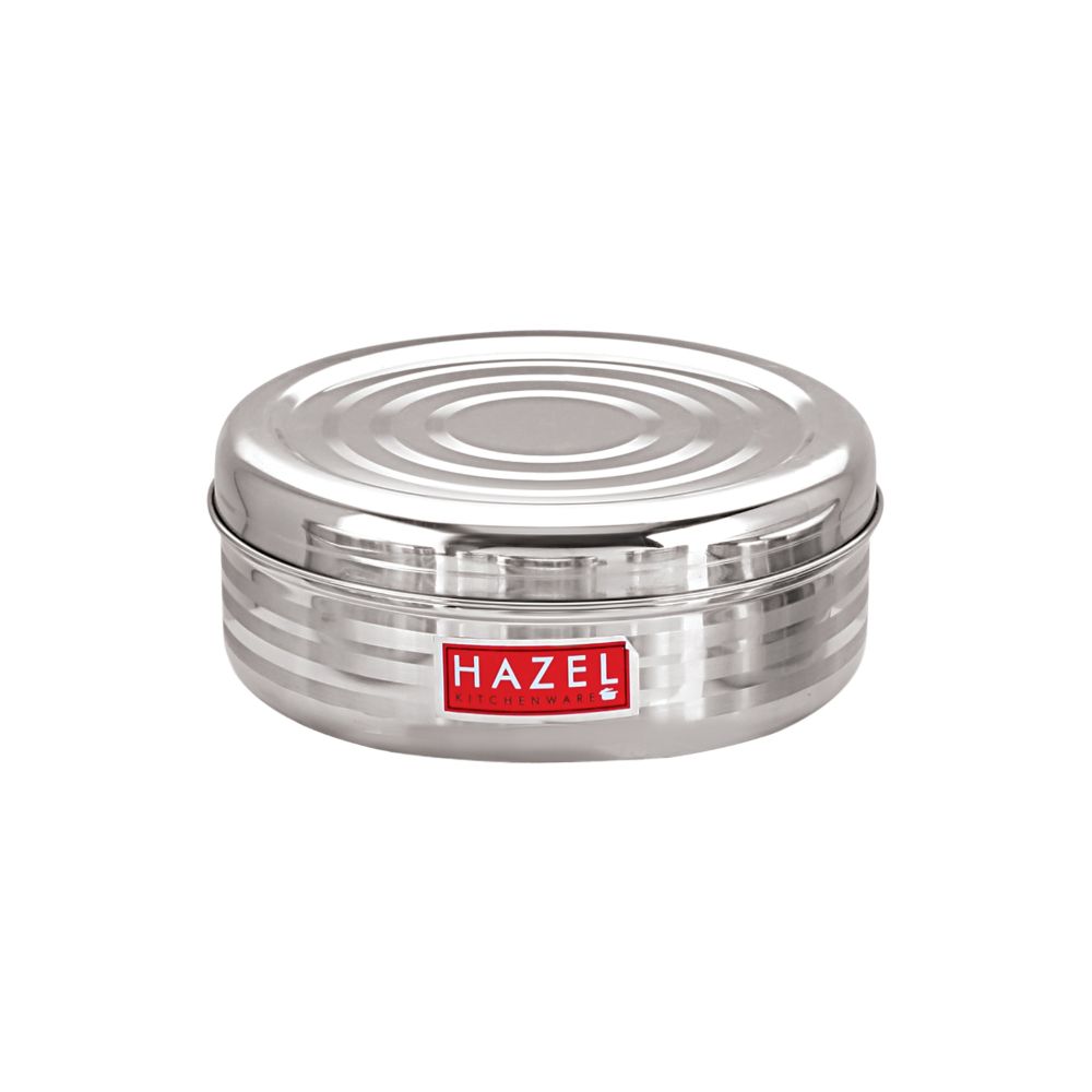 HAZEL Steel Container For Kitchen | Round Stainless Steel Big Container | Steel Storage Containers For Kitchen | Steel Dabba of Capacity 900 ml