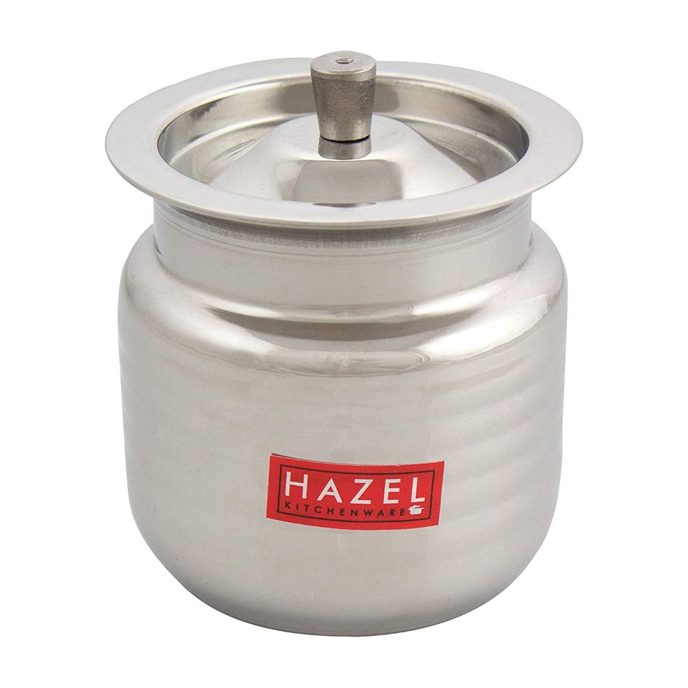 HAZEL Stainless Steel Supreme Hammered Finish Oil Ghee Pot, 400 ml, Silver