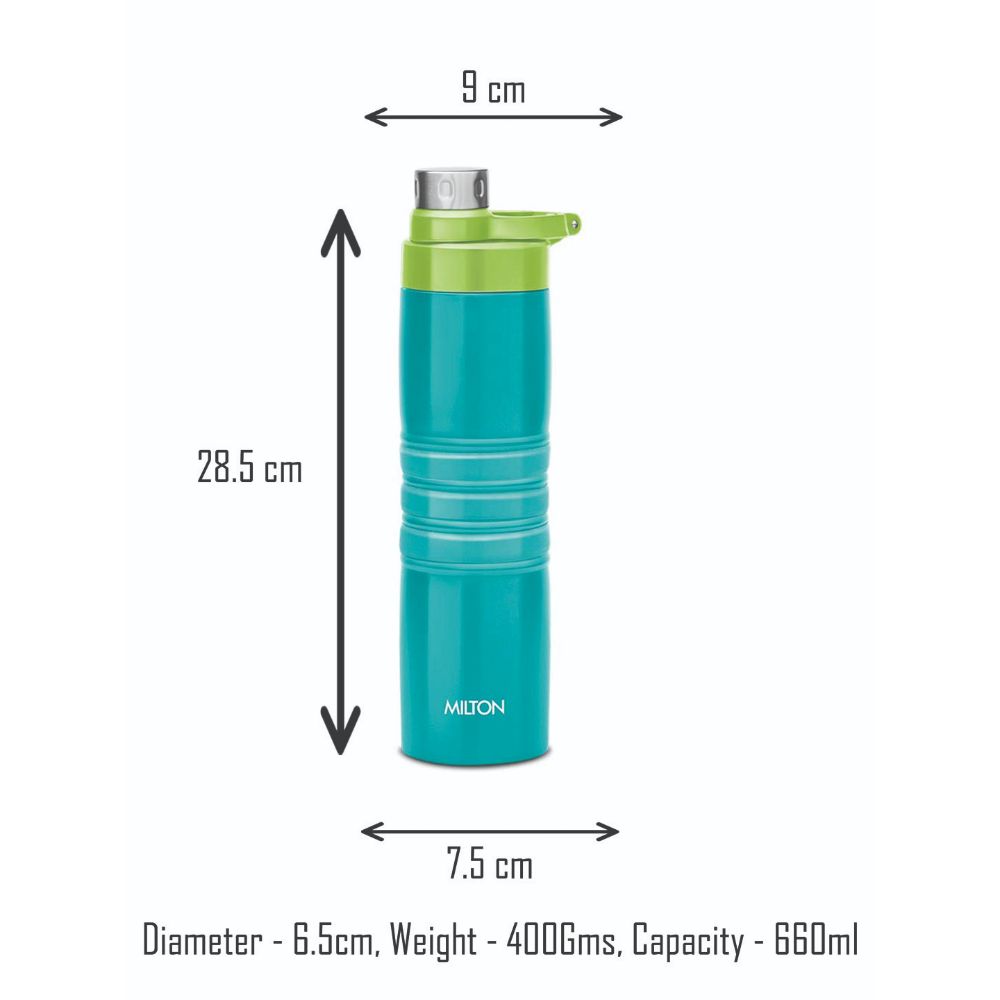 Milton Amigo-800 Thermosteel Water Bottle Hot & Cold Vacuum Insulated Flask, 660 ML, Aqua Green