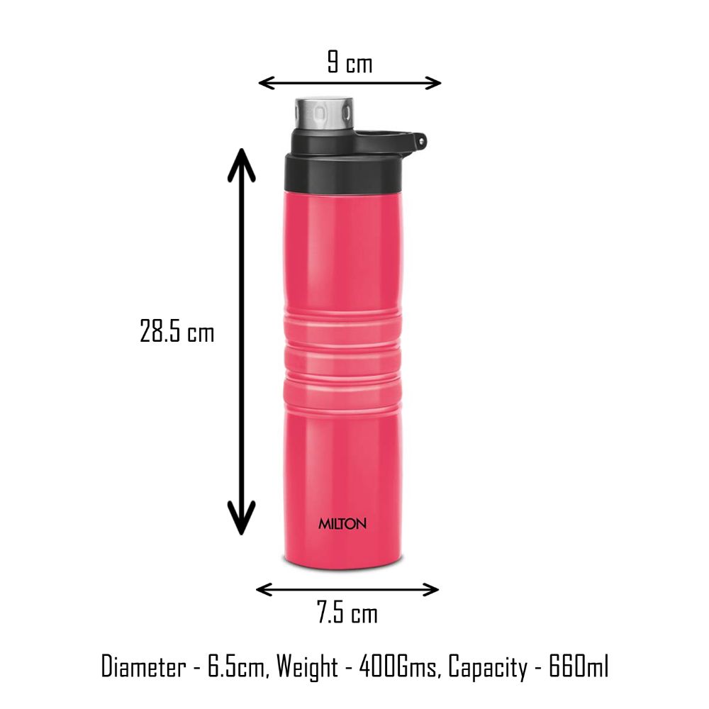 Milton Amigo-800 Thermosteel Water Bottle Hot & Cold Vacuum Insulated Flask, 660 ML, Dark Pink
