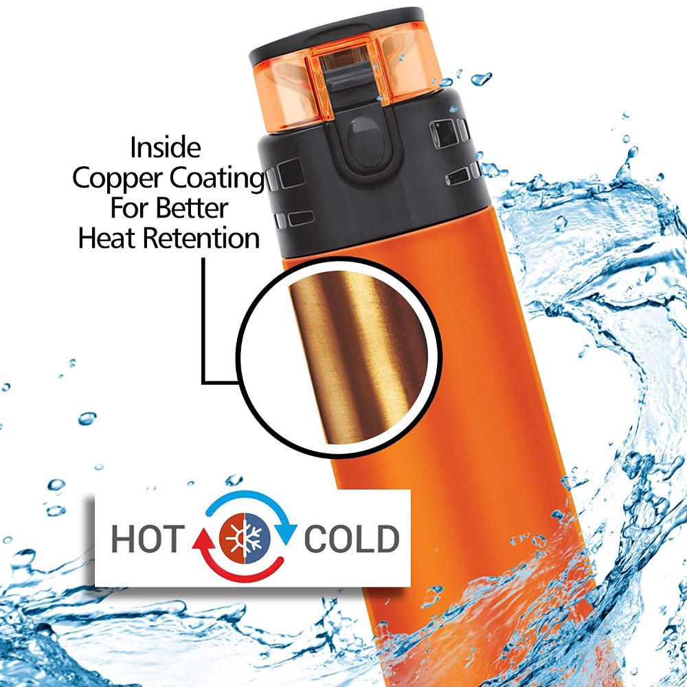 Milton Atlantis 400 Thermosteel Hot & Cold Tea Water Bottle 350 ml Orange