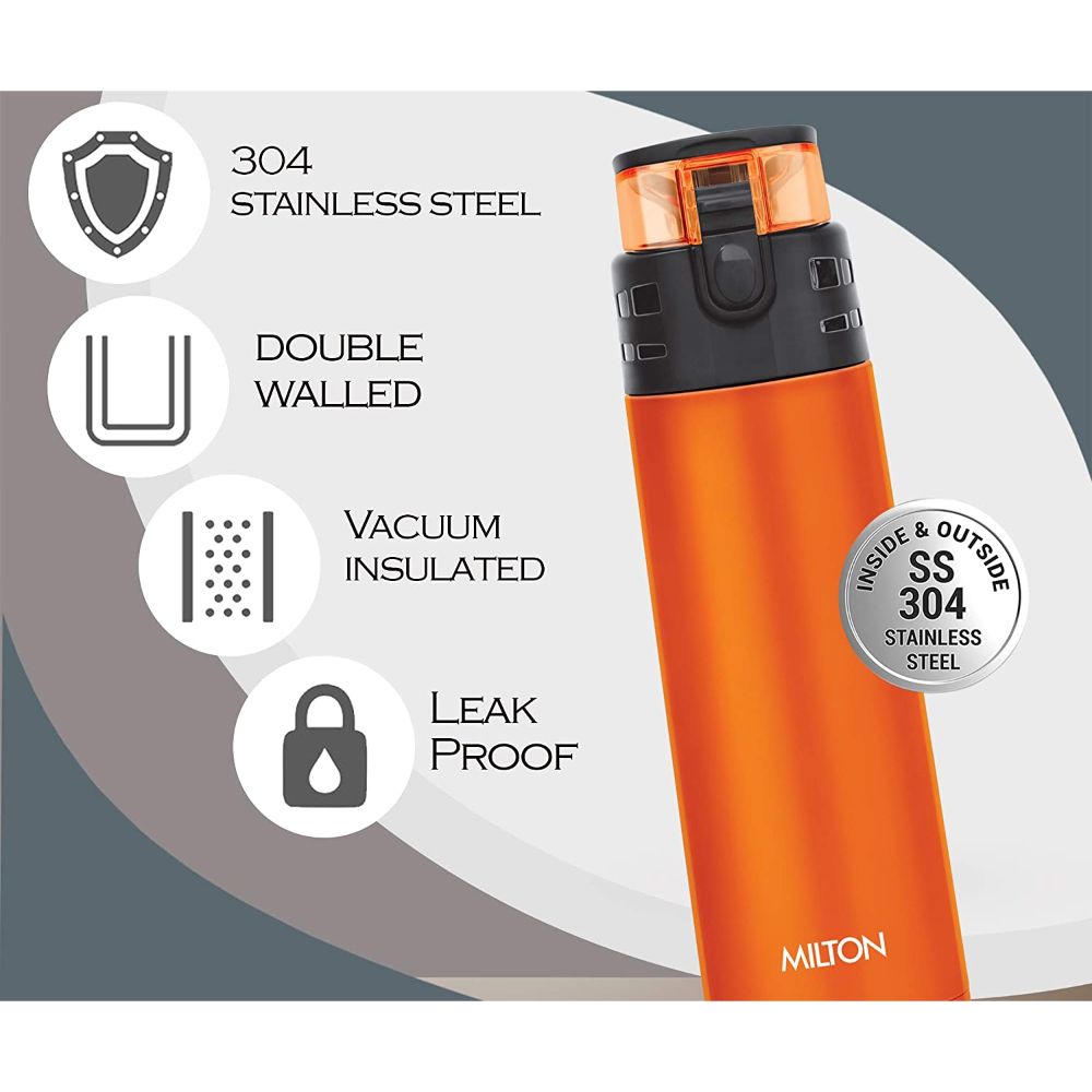 Milton Atlantis 400 Thermosteel Hot & Cold Tea Water Bottle 350 ml Orange