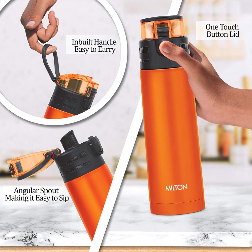 Milton Atlantis 400 Thermosteel Hot & Cold Tea Water Bottle 350 ml Orange