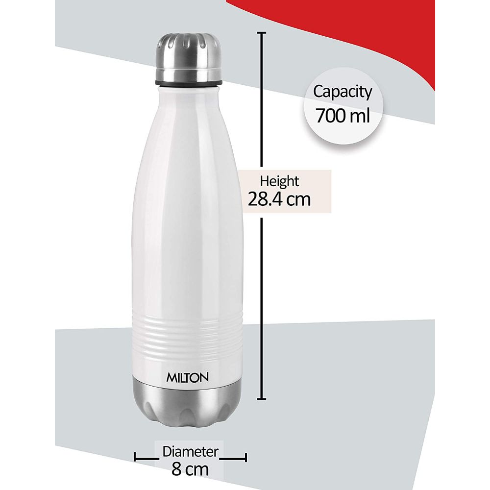 Milton Duo Deluxe-750 Thermosteel Bottle Hot & Cold Vacuum Insulated Water Tea Coffee Flask, 700 ML, White