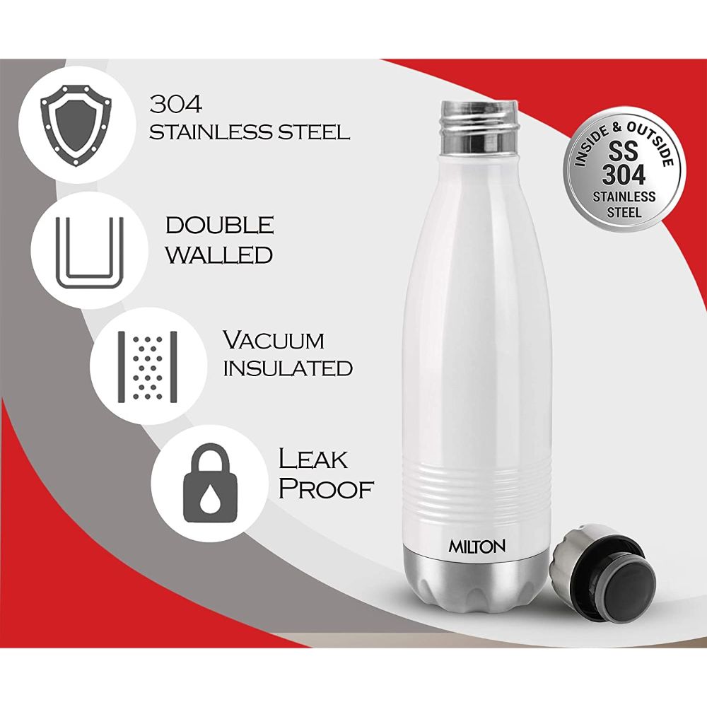 Milton Duo Deluxe-750 Thermosteel Bottle Hot & Cold Vacuum Insulated Water Tea Coffee Flask, 700 ML, White