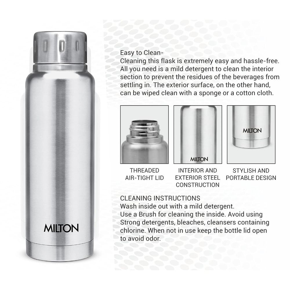 Milton Elfin 300 Thermosteel Hot & Cold Water Bottle, Silver, 300 ml