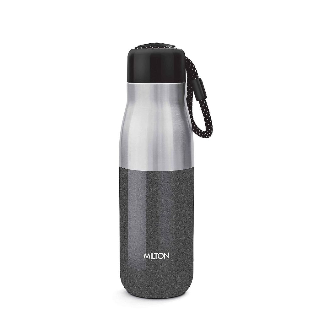 Milton EMINENT-600 Thermosteel Vacuum Insulated Stainless Steel Hot & Cold Water Bottle, 517 ML, Black