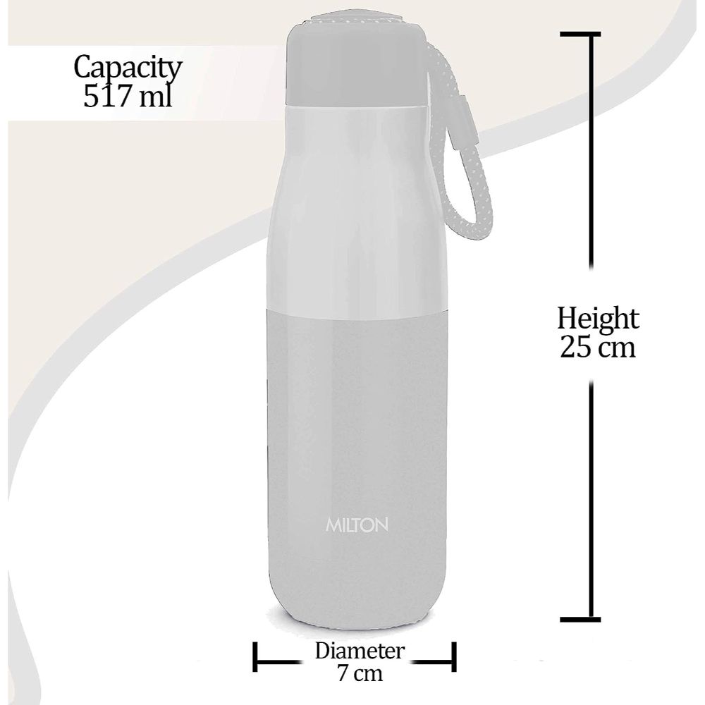 Milton EMINENT-600 Thermosteel Vacuum Insulated Stainless Steel Hot & Cold Water Bottle, 517 ML, Black