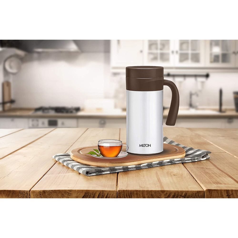 Milton Flagon Stainless Steel Flask, 380 ML, Steel and Brown