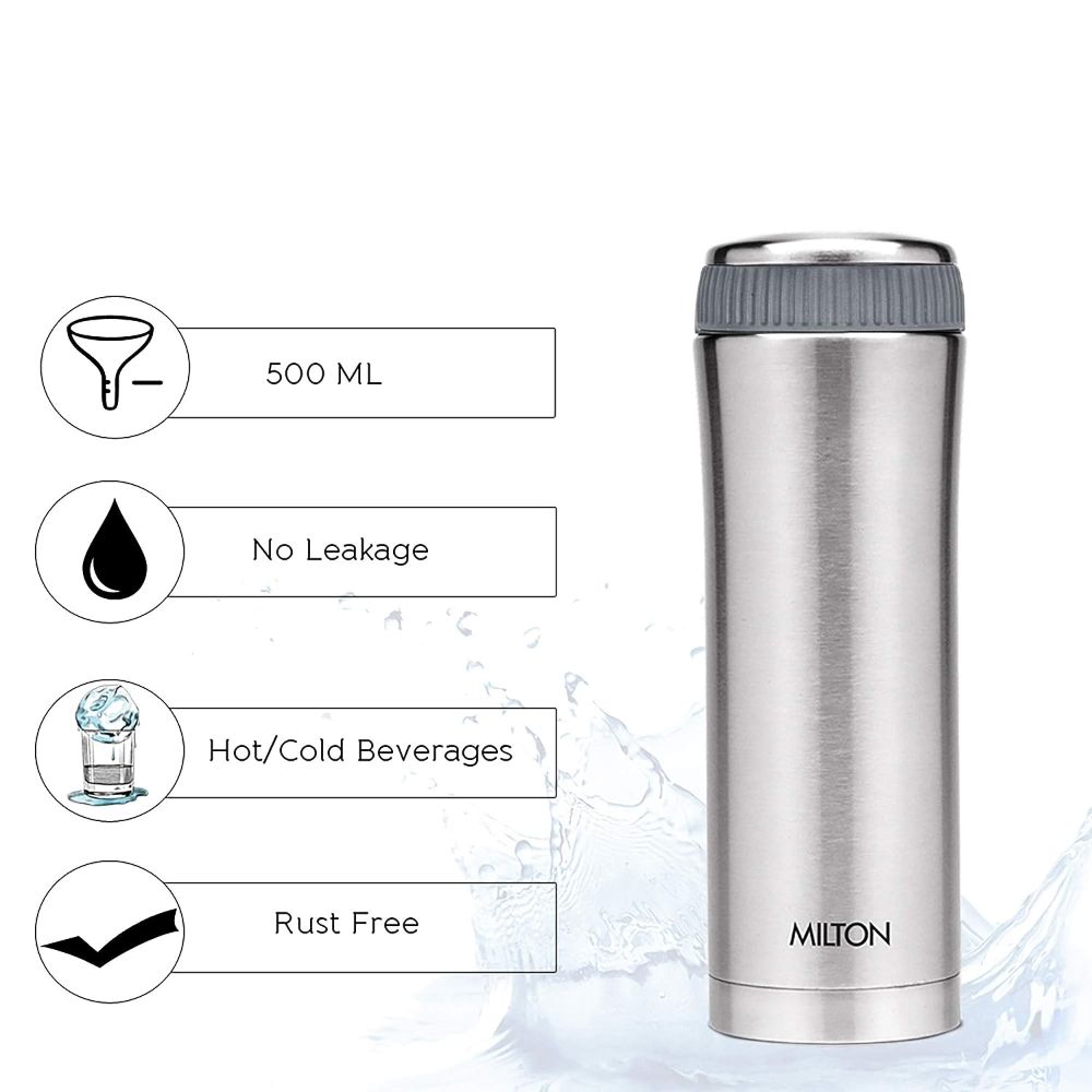 Milton Insulated Steel Bottles Optima Mug 500 ml, Steel Plain