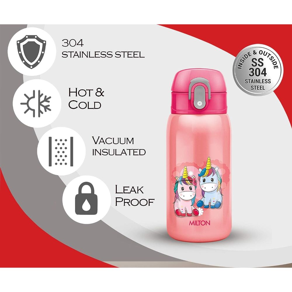 Milton Jolly-375 THERMOSTEEL WATER SIPPER BOTTLE PINK, 300 ml