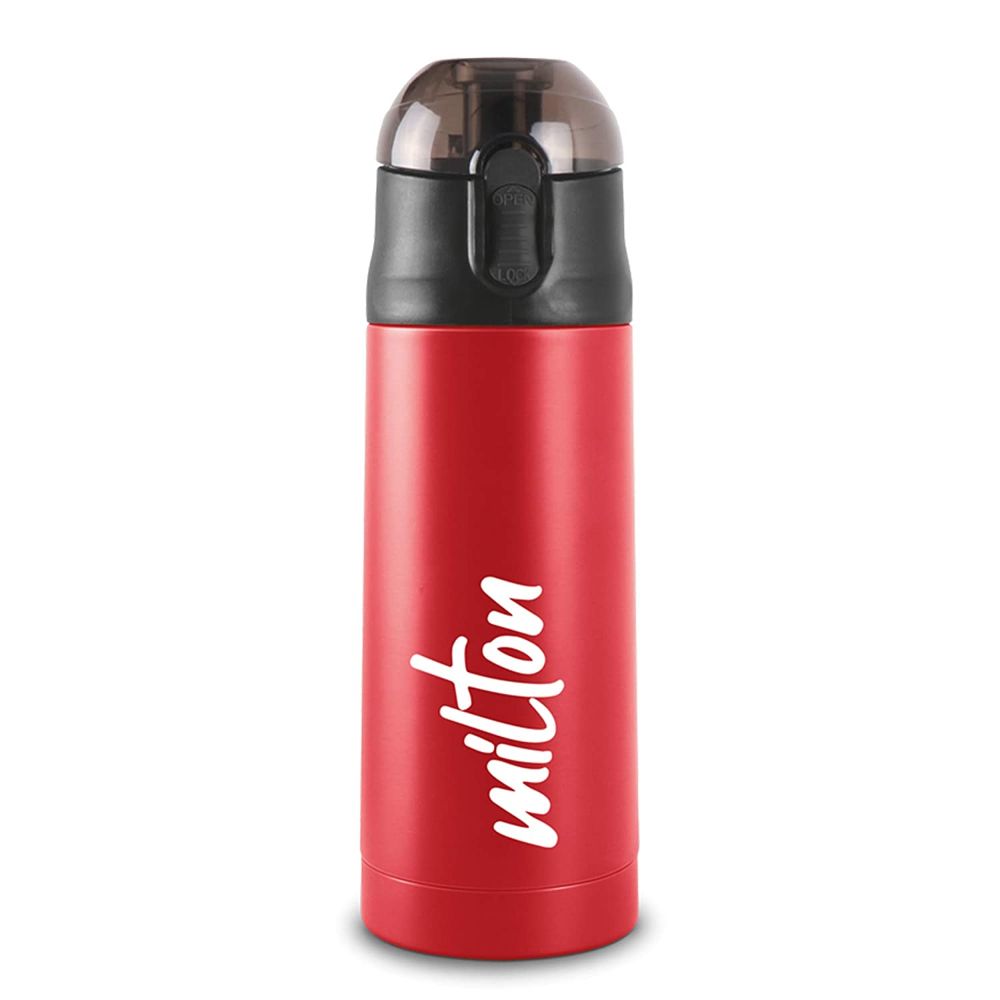 Milton New Crown-600 Thermosteel Hot and Cold Vacuum Insulated Water Bottle, 500 ML, Red