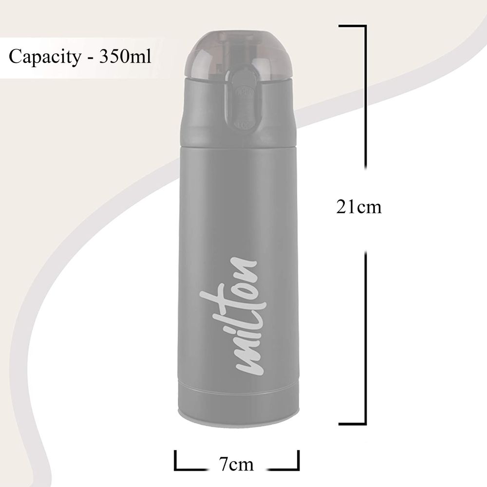 Milton New Crown-400 Thermosteel Hot or Cold Water Bottle, 350 ML, Silver