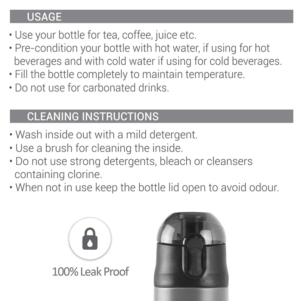 Milton New Crown-600 Thermosteel Hot or Cold Water Bottle, 500 ML, Silver