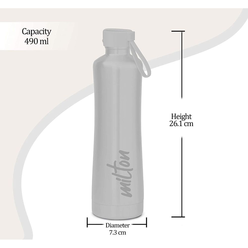 Milton Tiara-600 Thermosteel Water Bottle Hot & Cold Vacuum Insulated Flask, 490 ML, Purple