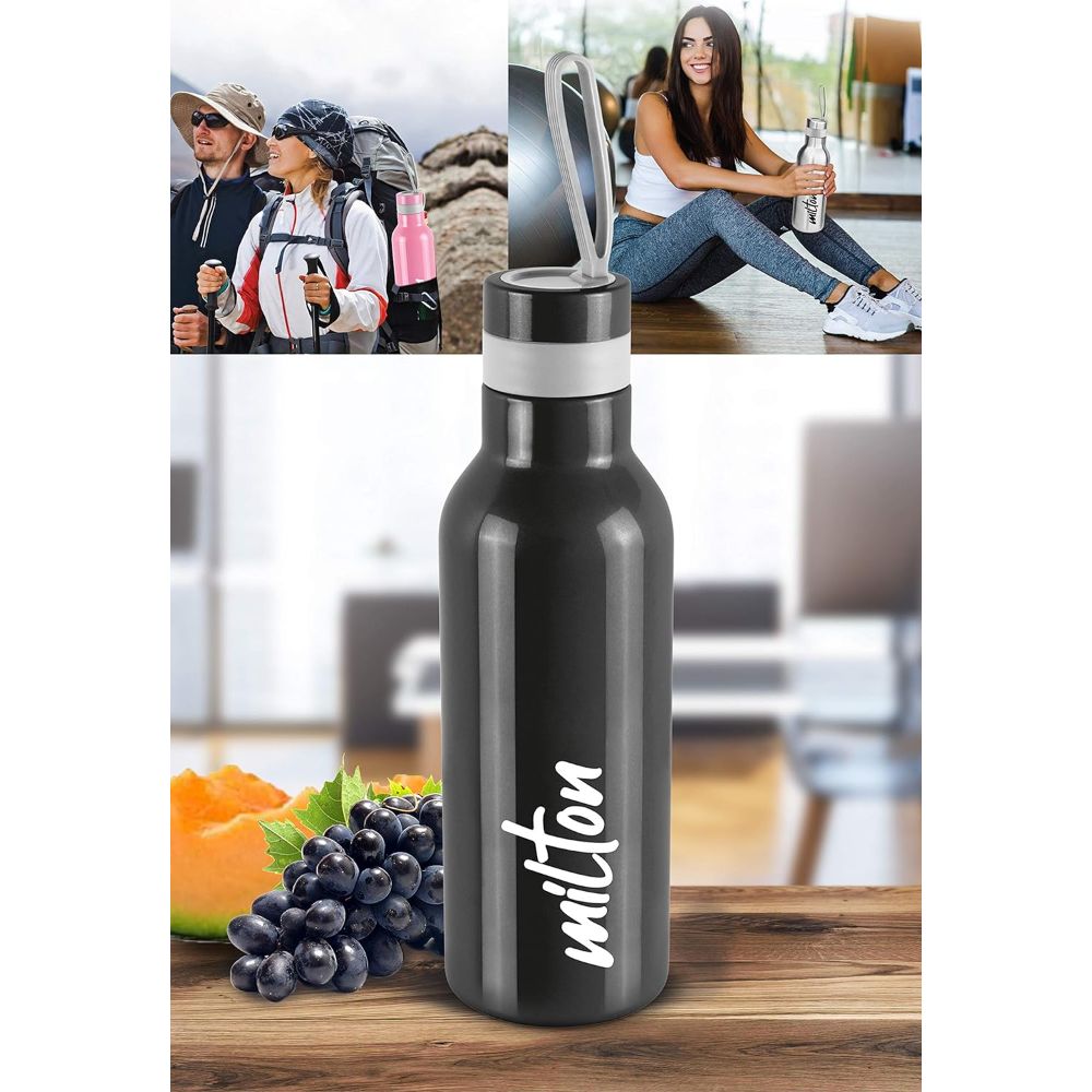 Milton Smarty Thermosteel Hot & Cold Water Bottle, Black, 720 ml
