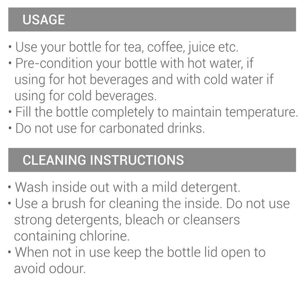 Milton Smarty Thermosteel Hot & Cold Water Bottle, Black, 720 ml
