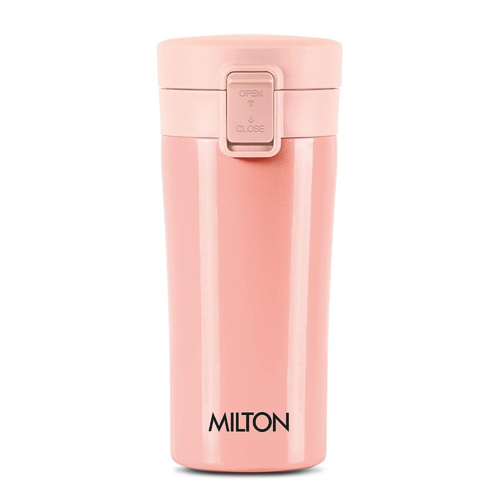 Milton Coffee Mug Thermosteel Hot or Cold Insulated Flask, 350 ml, Peach | Leak Proof | Rust Proof | Tea Mug | Soup Flask | Juice Mug | Water Flask | Easy Grip | Easy to Carry