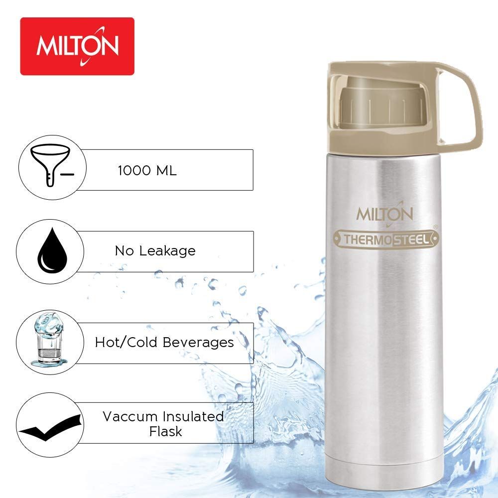 Milton Thermosteel Glassy Drinking Cup Lid, 1000 ml, Grey