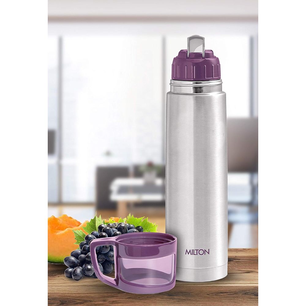 Milton Thermosteel Glassy Drinking Cup Lid, 1000 ml, Purple