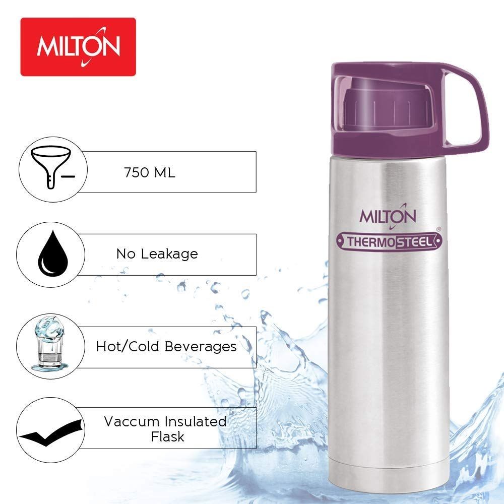 Milton Thermosteel Glassy Drinking Cup Lid, 750 ml, Purple