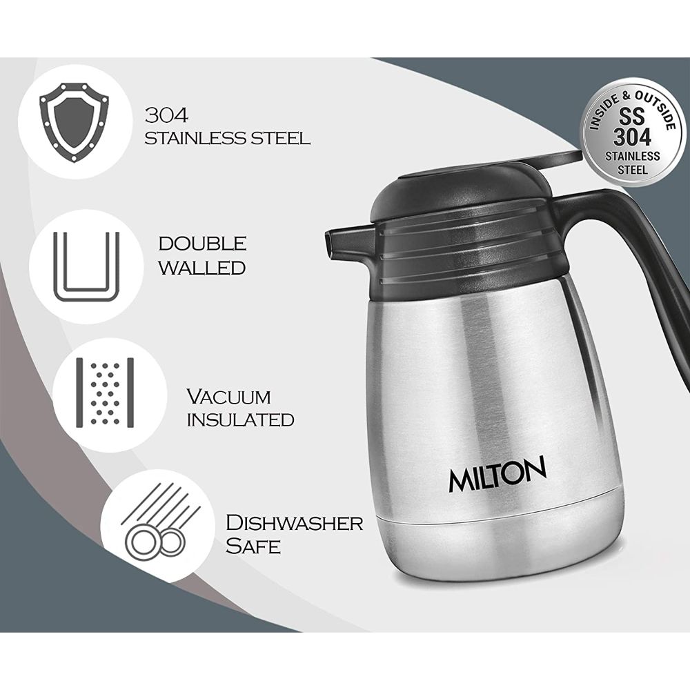 Milton Vacuum Flasks Thermosteel Carafe 600 ml, ml, Steel Plain