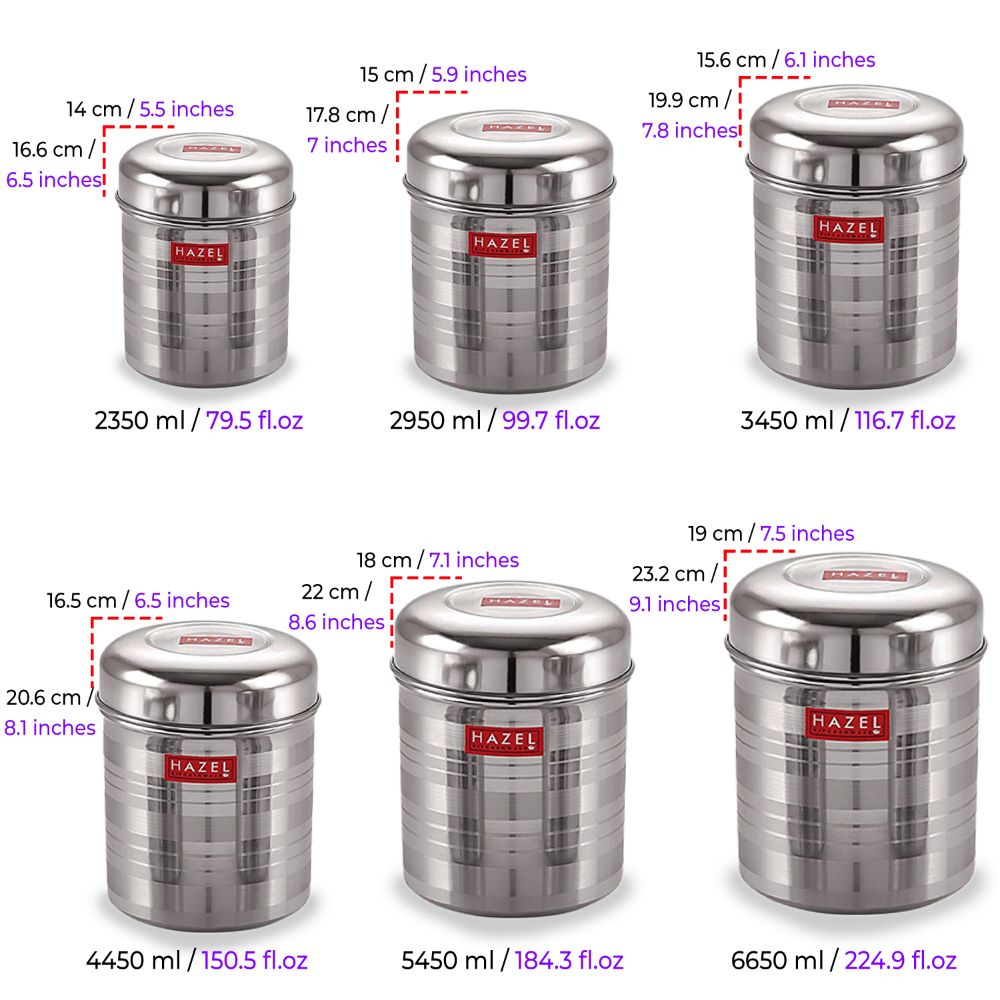HAZEL Kitchen Storage Steel Container - 12 Pcs Set