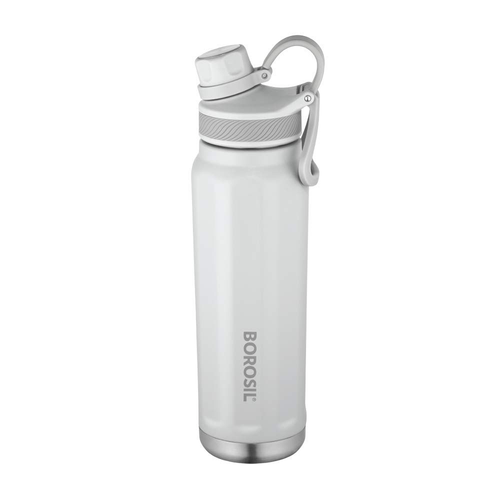 Borosil Stainless Steel Hydra SportSip - Vacuum Insulated Flask Water Bottle, 710 ML, Grey