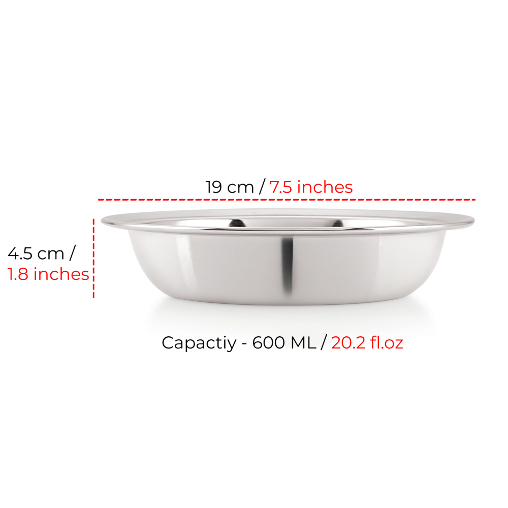 HAZEL Steel Dahi wada Mixing Bowl Set of 4 19 cm X 4.5 cm 600 ml