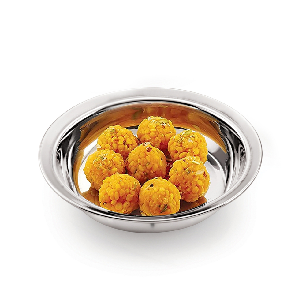 HAZEL Steel Dahi wada Mixing Bowl Set of 4 19 cm X 4.5 cm 600 ml