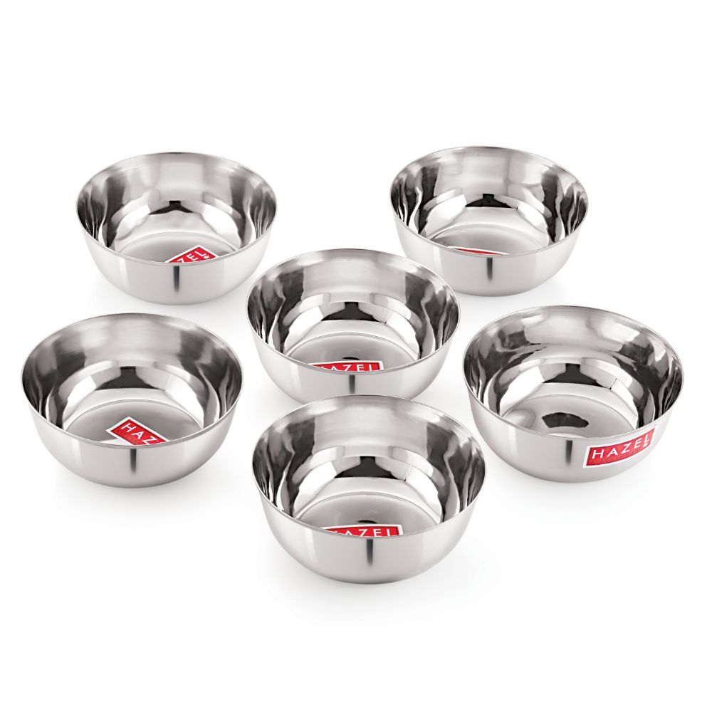 HAZEL Steel Mixing Bowls Wati Set of 6, 17 cmX 6.5 cm 1030 ml
