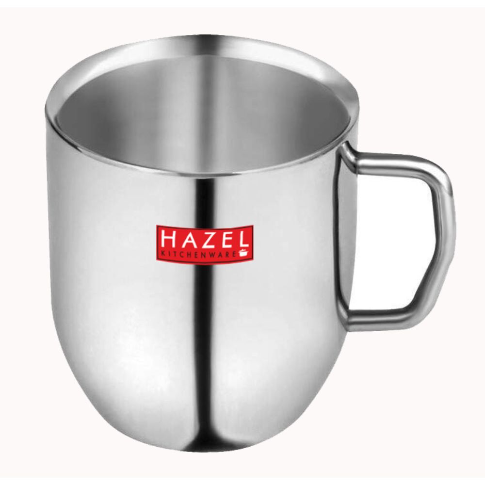 HAZEL Stainless Steel Green Tea Coffee Big Cute Plain Mug, 1 Pc, 300 ml